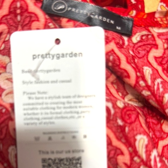 Women’s Pretty Garden Wrap Around Dress Boho Red Floral Flutter Sleeve Medium - Picture 16 of 16